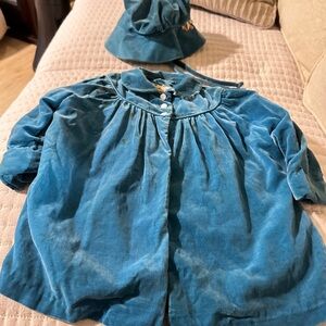 Antique Velvet Baby Girls Coat and Bonnet
